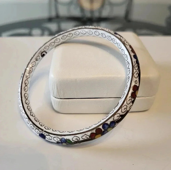 Vintage Cloisonné Enamel Bangle Bracelet - Picture 1 of 6